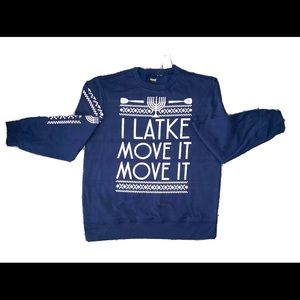 mad engine “Me Latke” Blue Sweater